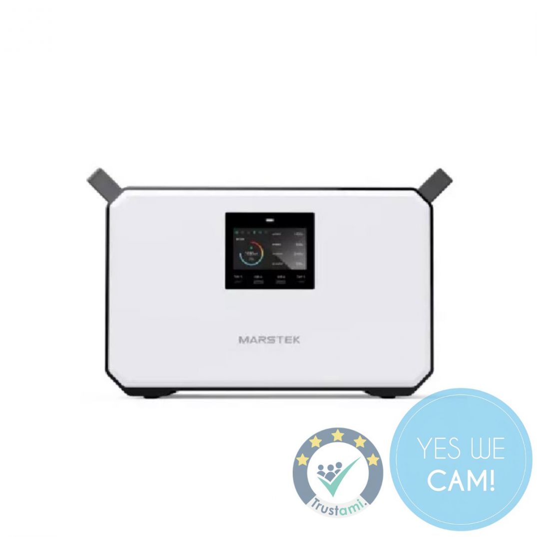 Marstek M2200 Powerstation mit 2.240 Wh LiFePO4 Batterie im Kamera-Setup