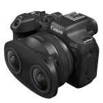 Detailansicht des stereoskopischen Objektivdesigns mit zwei synchronisierten Linsen und 60 mm Augenabstand.